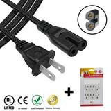 AC Power Cord Cable Plug for Toshiba 32AV500U TV LCD HDTV PLUS 6 Outlet Wall Tap - 1 ft