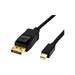 Rocstor Y10C165-B1 6Ft Mini DisplayPort Male to DisplayPort 1.2 Male Cable M/M - Supports up to 4Kx2K@60Hz (3860 x 2160) @ 60Hz - Gold Plated - Black