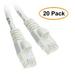 eDragon Cat6 White Ethernet Patch Cable Snagless/Molded Boot 6 Feet 20 Pack