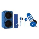 Naxa Electronics NAS-3061A Portable Bluetooth Stereo Speaker Entertainment Pack with Headphones Earphones and Battery Pack Blue