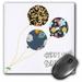 3dRose Happy 90th Birthday - Modern stylish floral Balloons. Elegant black brown blue 90 year old Bday - Mouse Pad 8 by 8-inch (mp_162031_1)