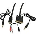3ft HDMI/DVI-D w/3.5mm AUDIO Cable High Performance 28 AWG Gold Plated
