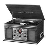 Innovative Technology INN-VTA-200B-GRY 6 in 1 Nostalgic Record Player Turntable Bluetooth - Grey