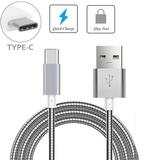 Sprint Samsung Galaxy S9+ Metal Braided Type-C USB Cable Charging Power Sync Wire 6ft Long USB-C Data Cord [Silver] G1L