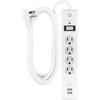 GE 4-Outlet 2 USB Port Surge Protector 8ft. Power Cord White 25798