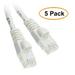 eDragon Cat6 White Ethernet Patch Cable Snagless/Molded Boot 1.5 Feet 5 Pack