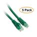 C&E Cat6a Green Ethernet Patch Cable Snagless/Molded Boot 500 MHz 5 Feet 5 Pack