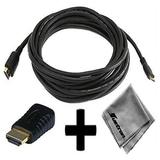 nikon coolpix aw100 compatible 15ft hdmi to hdmi mini connector cable cord plus hdmi male to hdmi mini female adapter with huetron microfiber cleaning cloth