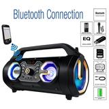 Boytone BT-16G Portable Bluetooth Boombox Speaker Indoor/Outdoor 2.1 Hi-Fi Cylinder Loud Sound Built-in 5 Subwoofer 2 x 3 Tweeter FM Radio USB Micro SD AUX Microphone Recording RGB Ligh