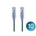 Monoprice Cat6A Ethernet Patch Cable - 3 Feet - Green (10 Pack) Snagless RJ45 550Mhz UTP Pure Bare Copper Wire 10G 30AWG - SlimRun Series