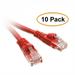 C&E Cat6 6 Inch Snagless/Molded Boot Ethernet Patch Cable 10 Pack Red