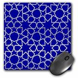 3dRose Silver Stars Outline Geometric Intricate Islamic Art Pattern on Blue - filigree laser cut effect Mouse Pad 8 by 8 inches