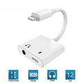 Splitter 3.5mm Headphone Jack Adapter 3 in 1 Charging Adapter for Simultaneous Calling Smartphone Audio and Recharging Compatible for 8/8 Plus iPhone 7/7 Plus/iPhone X 10/iPad/iPod - White