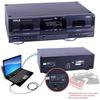 Dual Stereo Cassette Tape Deck - Clear Audio Double Player Recorder System w/ MP3 Music Converter RCA for Recording Dubbing USB Retro Design - For Standard / CrO2 Tapes Home Use - Pyle PT659DU