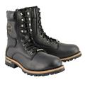 Milwaukee Leather MBM9095 Menâ€™s Classic Black Logger Lace-Up Boots with Side Zipper 10