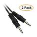 C&E Black 3.5mm Stereo Cable Black 3.5mm Male 6 Feet 2 Pack