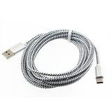 White Braided 10ft Long Type-C Cable Rapid Charger Sync USB Wire USB-C Power Data Cord O1W for AT&T Motorola Moto Z2 Force - Sprint Motorola Moto Z2 Force - T-Mobile Motorola Moto Z2 Force