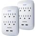 Philips Surge Protector with USB Charging 2 Pack 6 Outlet 2 USB Charging Ports Wall Adapter White