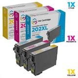 Remanufactured Epson 202XL High Yie Cartridges: Cyan Magenta Yellow 3-Pack for Expression XP-5100 WorkForce WF-2860