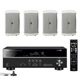 Yamaha 5.1-Channel Wireless Bluetooth 4K A/V Home Theater Receiver + Yamaha Natural Sound 2-Way 120 watts Indoor/Outdoor Weatherproof Speakers (Set of 4)