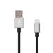 JUNO POWER KAEBO 2-Pack Apple Certified Braided 8 Pin Lighting Charger Cable for iPhone iPad Nano with Aluminum Connectors 3.3 Feet - BLACK WITH GREY