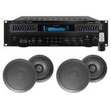 RX113 1500w Home Theater Amplifier Receiver+4) 8 Black Ceiling Speakers