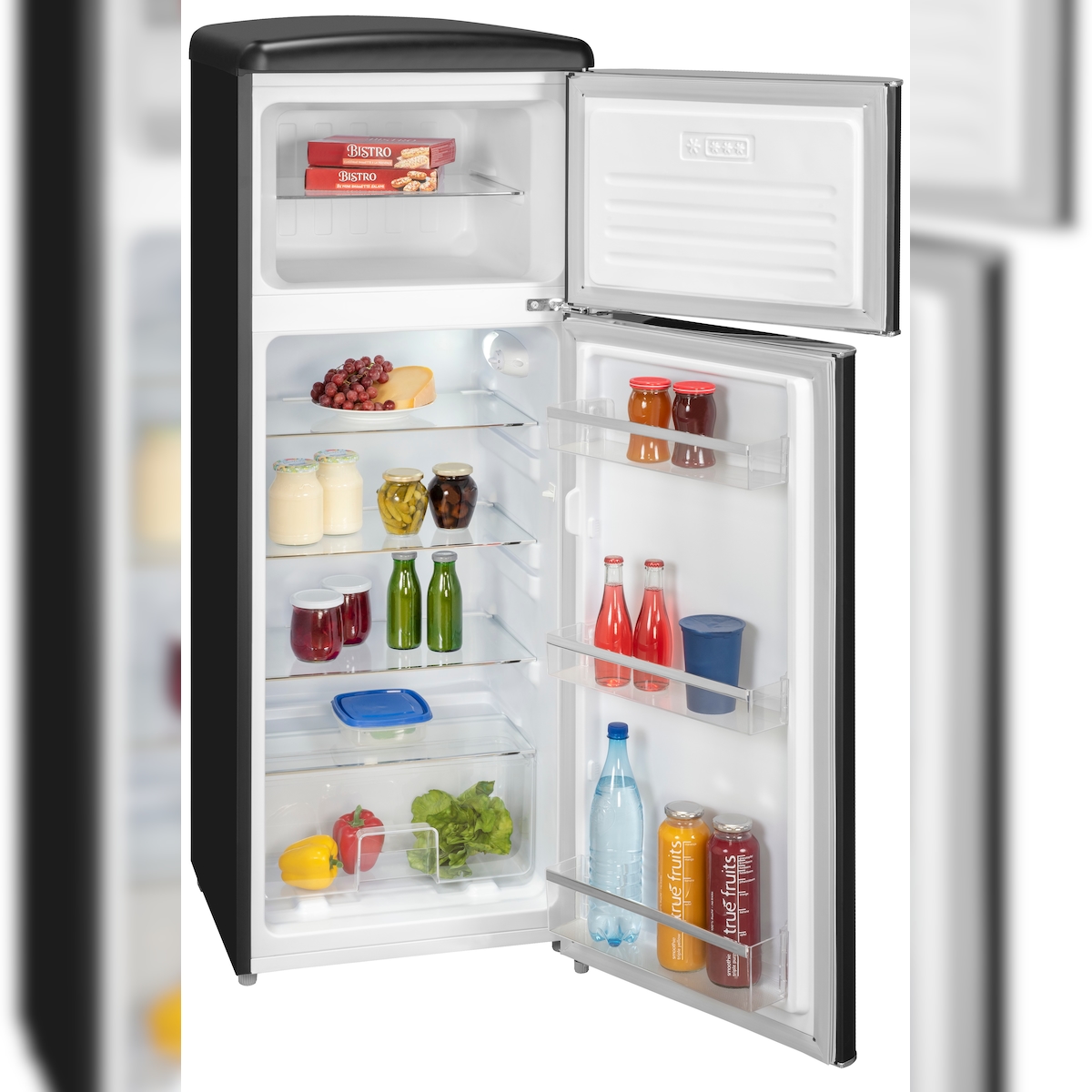 Exquisit Retro Kühl-Gefrierkombination RKGC270-45-H-160E mattschwarz, 206 l Fassungsvermögen Image