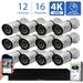 GW 16 Channel 4K NVR 8MP (3840x2160) H.265+ Sony Starvis Starlight Smart AI Security Camera System - 12 x UltraHD 4K Human Detection PoE IP Bullet Camera - 8MP (Two Times The Resolution of 4MP HD)