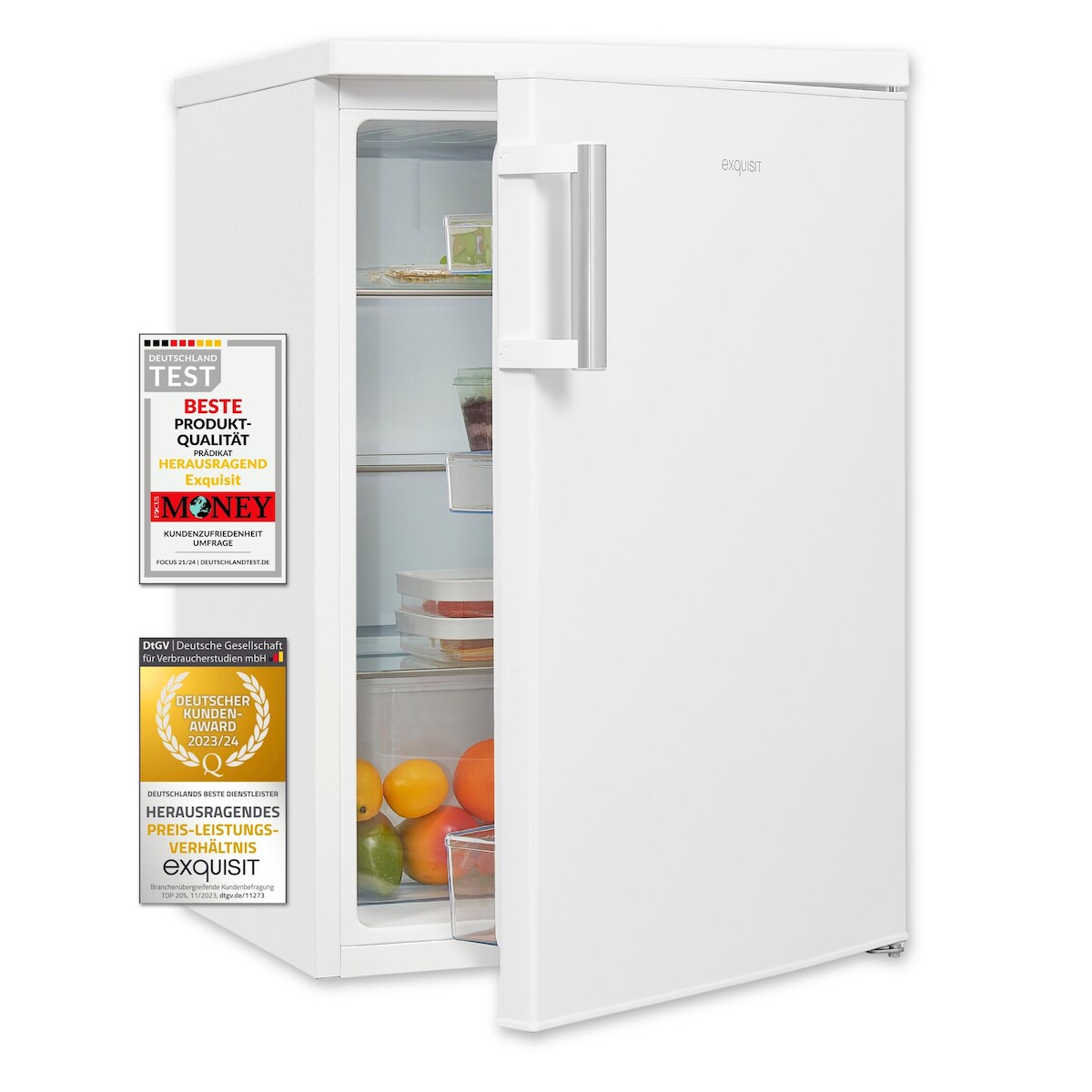 Exquisit Vollraumkühlschrank KS16-V-H-010D weiss | 133 l Fassungsvermögen | Weiß Image