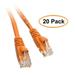 C&E Cat5e Orange Ethernet Patch Cable Snagless/Molded Boot 1.5 Feet 20 Pack