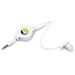 Premium Retractable Headset MONO Hands-free Earphone Mic Single Earbud Headphone Earpiece Wired 3.5mm White V2J for Samsung Galaxy S8 active - ZTE Axon 7 Mini Blade Force