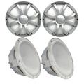 Two Wet Sounds Revo 10 Subwoofers & Grills - White Subwoofers & Silver XS Grills - 2 Ohm