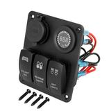 Car Ignition Toggle Rocker Switch Panel with Digital Voltmeter USB Charger