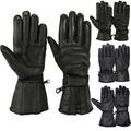 Mens Motorbike Gloves Cold Weather Motorcycle Riding Glove Genuine Leather Black (XL)