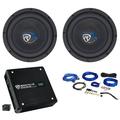 (2) Rockville K5 W8K5S2 8 800w 2 Ohm Car Subwoofers+Mono Amplifier+Amp Kit