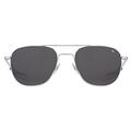 AO Original Pilot Sunglasses - Silver - True Color Gray SkyMaster Glass Lenses - Bayonet Temple - Polarized - 55-20-140