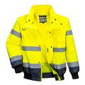 Portwest - HI-Vis Safety Workwear Contrast Bomber Jacket Yellow/Navy XSmall