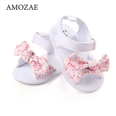 Sandales en toile avec nœud papillon pour bébés filles chaussures d'été souples pour nourrissons