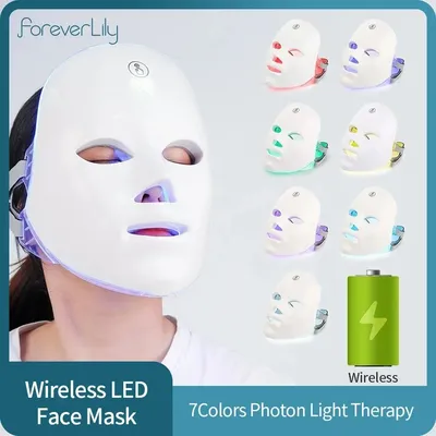 Masque facial sans fil à lumière LED 7 couleurs thérapie à la lumière rouge masques qualifiée aux