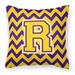 Carolines Treasures CJ1041-RPW1414 Letter R Chevron Purple & Gold Fabric Decorative Pillow 14 x 3 x 14 in.