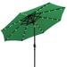 Sun-Ray 9 FT 32 LED Patio Solar Umbrella w/ Push Button Tilt and Crank Outdoor Umbrella Emerald Green