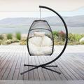Patio Wicker Hanging Chair Egg Chair Hammock Chair with UV Resistant Cushion and Pillow for Indoor Outdoor Patio Backyard Balcony Lounge Rattan Swing Chair
