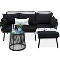 Best Choice Products Outdoor Woven Rope Sectional Patio Furniture L-Shaped Conversation Set w/ Table - Black