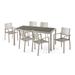 Ian Outdoor Modern 6 Seater Aluminum Dining Set with Wicker Table Top Gray Silver