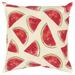 Rizzy Home Watermelon Patterned Knife Edge Printed Outdoor Polyester Pillow 22 x22 Ivory/Red
