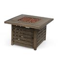 Noble House 39 Square 50000 BTU Propane Brown Wood Finish Iron and Metal Fire Pit