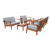 Outdoor Living and Style 8-Piece Brown and Gray Amazonia Deluxe Eucalyptus Patio Conversation Set