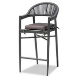 Baxton Studio Wendell Modern and Contemporary Grey Finished Rope and Metal Outdoor Bar Stool