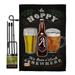 Breeze Decor BD-BV-GS-117049-IP-BO-D-US18-WA 13 x 18.5 in. Hoopy Beer O clock Happy Hour & Drinks Beverages Impressions Decorative Vertical Double Sided Garden Flag Set with Banner Pole