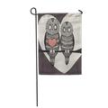 LADDKE Night Owl Couple Anniversary Bird Branch Care Cartoon Garden Flag Decorative Flag House Banner 28x40 inch